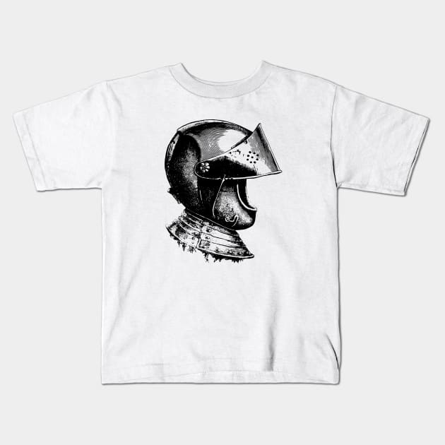 Knight Helmet Kids T-Shirt by linesdesigns